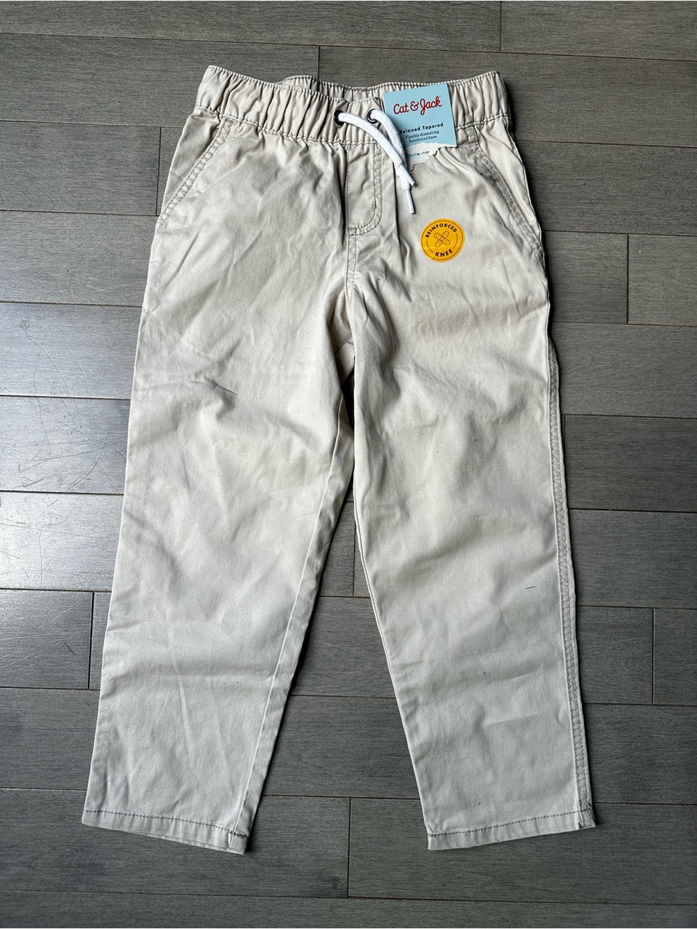 Boys Kids Carters Beige Elastic Waist Khaki Dress Relaxed Tapered Pants NWT Sz 6